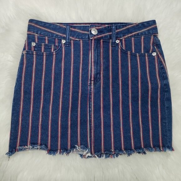 American Eagle 4th July Denim Festival Boho Y2k High Rise Mini Skirt 4 - Picture 2 of 9